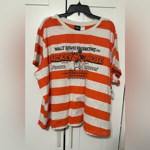 Disney 100 Anniversary Orange and Cream Striped Tee